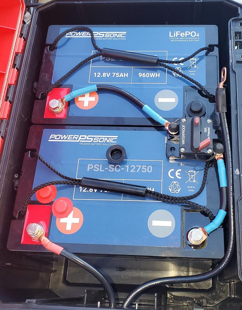 Lithium Iron Phosphate Battery Connected in Series in a Kayak